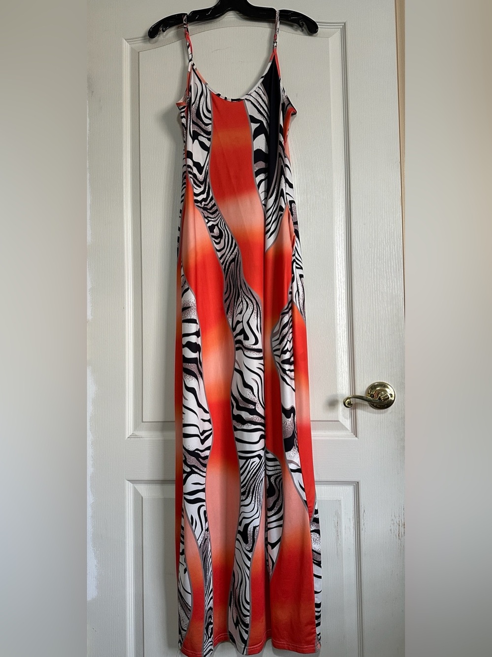 LONG Orange 🍊 & Black Zebra Stripe Maxi Dress